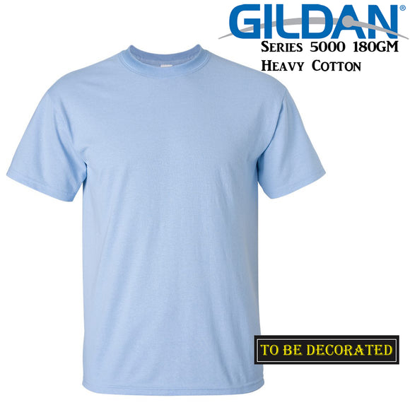Gildan T-SHIRT Light Blue Basic tee S M L XL XXL XXXL Men's Heavy Cotton