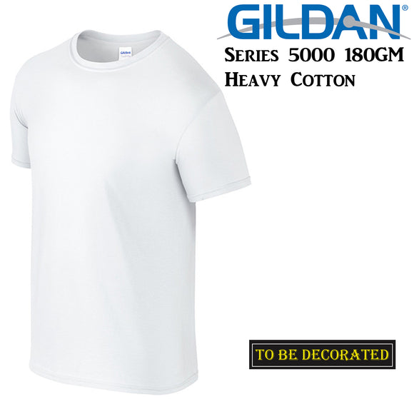 Gildan T-SHIRT White Basic tee S M L XL XXL 3XL 4XL 5XL Men's Heavy Cotton
