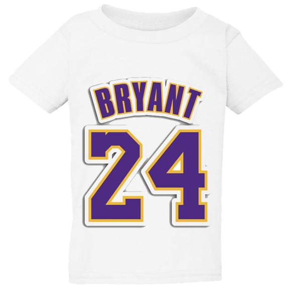 Bryant 24 Logo Basketball LA Toddler Kids Boy Girl White T-Shirt Tee Top