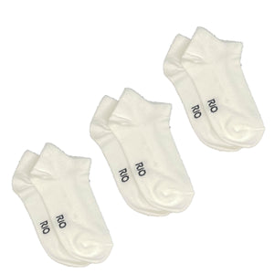 Rio 3 Pack Kids Trainer Cotton Rich School Boys Girls Socks White R79183 Low Cut