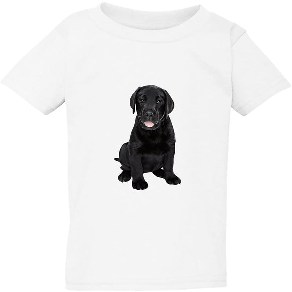 Little Cute Tiny Labrador Baby Black Puppy White Boys Girls T Shirt Tee Top Kids