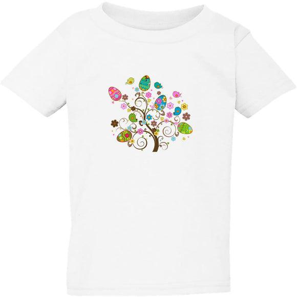 Happy Cute Easter Colourful Egg Tree White Kids Boys Girls T Shirt Tee Top