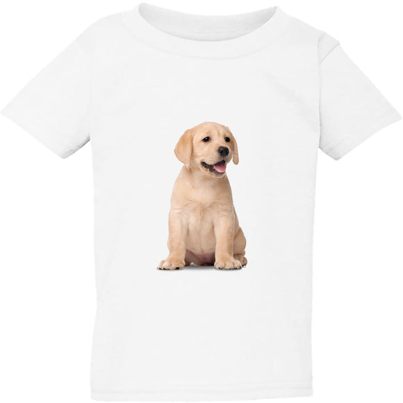 Dog Gold Labrador Retriever Cute Puppy White Kids Boys Girls T Shirt Tee Top
