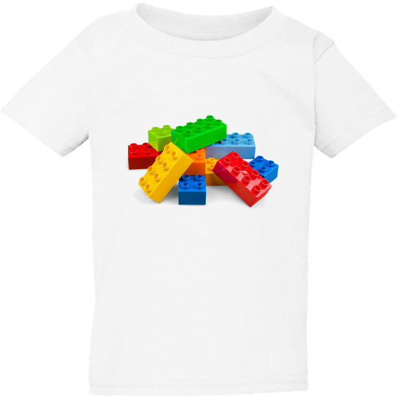 Colourful Building Blocks Brick Toy White Kids Boys Girls T Shirt Tee Top