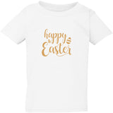 Gorgeous Happy Easter Egg Gold Text White Kids Boys Girls T Shirt Tee Top