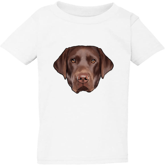 Cute Brown Labrador Dog Head White Kids Boys Girls T Shirt Tee Top