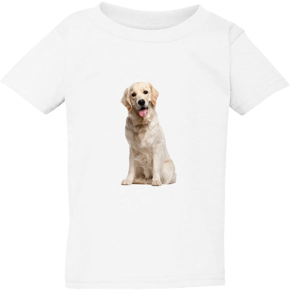 Dog Cute Gold Labrador Retriever Puppy Pet White Boys Girls T Shirt Tee Top Kids