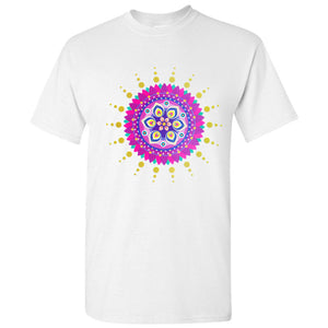 Rangoli Indian Diwali Colourful Flower Henna Art Print Men White T Shirt Tee Top