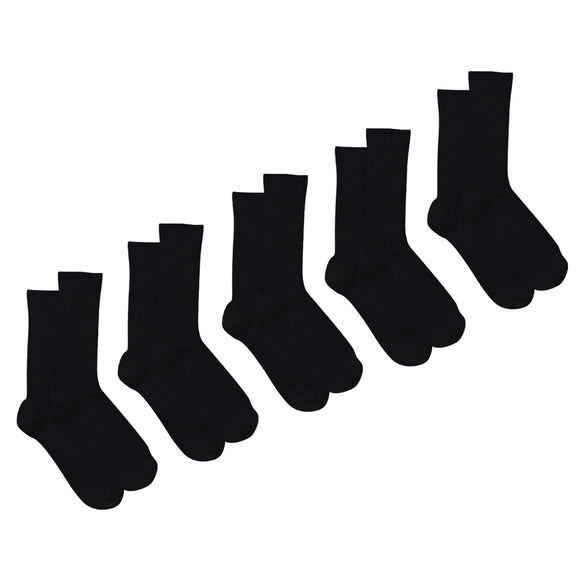Holeproof 5 Pairs Socks Men Merino Wool Blend Rib Business Crew Everyday Black Bulk S10012