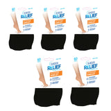 Sheer Relief 5 Pair Women Tight Stockings Comfy Anklets Socks Black Cotton Blend Bulk H33096 H3396O