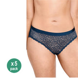 5 Packs Berlei Barely There Lace Bikini Womens Ladies Sexy Underwear Undies Panties POD Navy WWUT1A