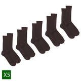 Holeproof 5 Pairs Socks Men Merino Wool Blend Rib Business Crew Everyday Brown Taupe Bulk S10012