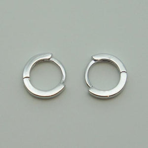 Silver Rhodium Plated Huggie Hoop 10mm Square Sleeper Earrings Non-allergenic