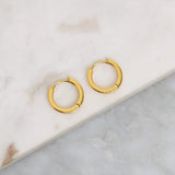 18k Yellow Gold Plated Huggie Hoop 15mm Square Sleeper Earrings Non-allergenic
